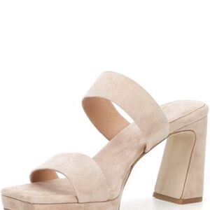 Jeffrey Campbell Nude Suede Double-Strap Block Heel Sandals